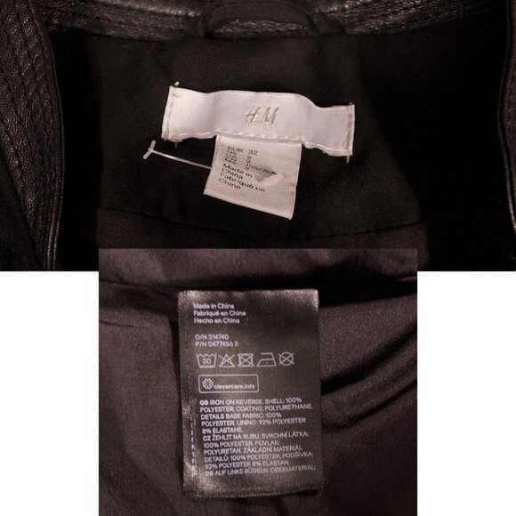 H&M Faux Suede Moto Jacket with Faux Leather Trim - Size 2 (EUR 32) - Picture 7 of 13